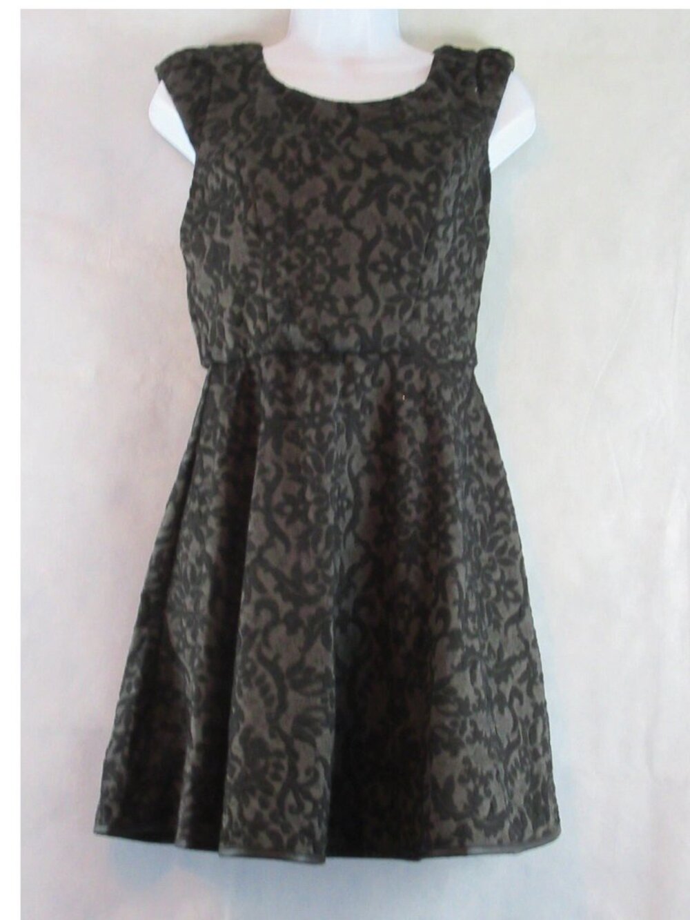 Emerald Sundae Juniors Fit & Flare Dress, Black Charcoal Textured Pattern, 7
